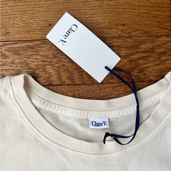 CLARE V. Embroidered Detail Balloon Sleeve Cotton Tee - Picture 8 of 8